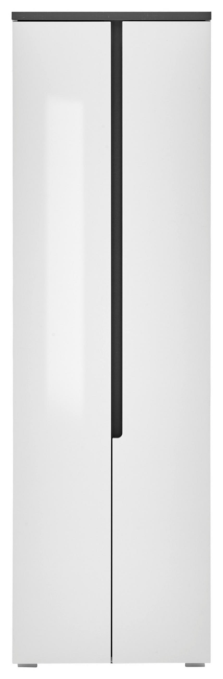 GARDEROBENSCHRANK  in 60/197/38 cm  - Weiß Hochglanz/Anthrazit, Design, Holzwerkstoff/Kunststoff (60/197/38cm) - MID.YOU