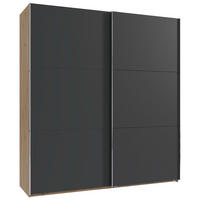 Dulap Cu Uși Culisante, 150/216/65 cm, grafit, scânduri de stejar - scânduri de stejar/culoare crom, Modern, metal/material pe bază de lemn (150/216/65cm) - MID.YOU