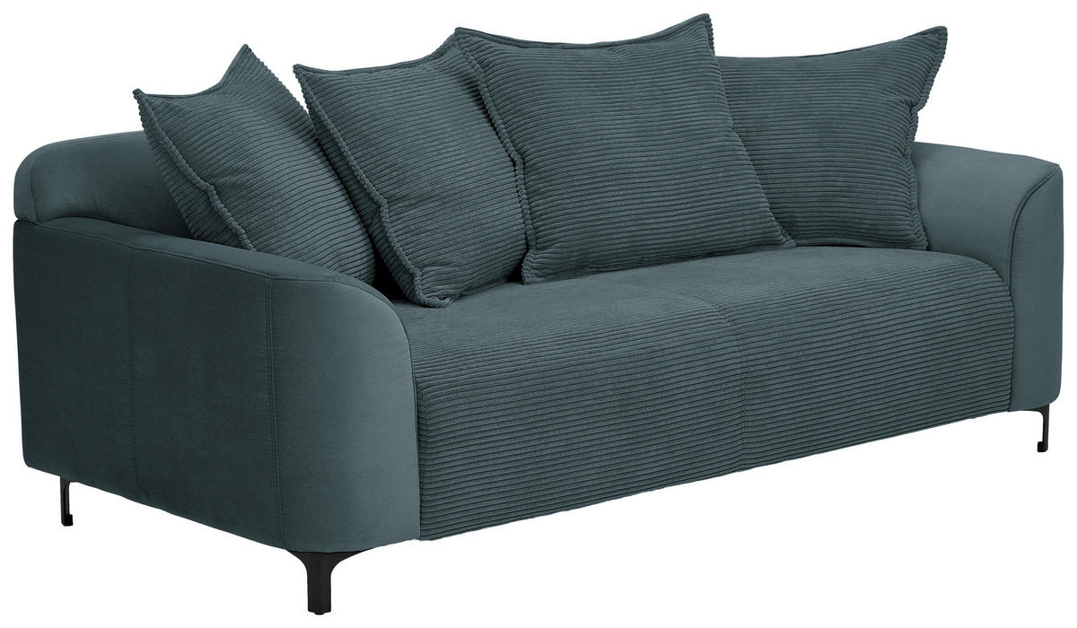 2-SITZER-SOFA in Cord, Velours Dunkelgrau  - Dunkelgrau/Schwarz, Konventionell, Textil/Metall (175/84/99cm) - Carryhome