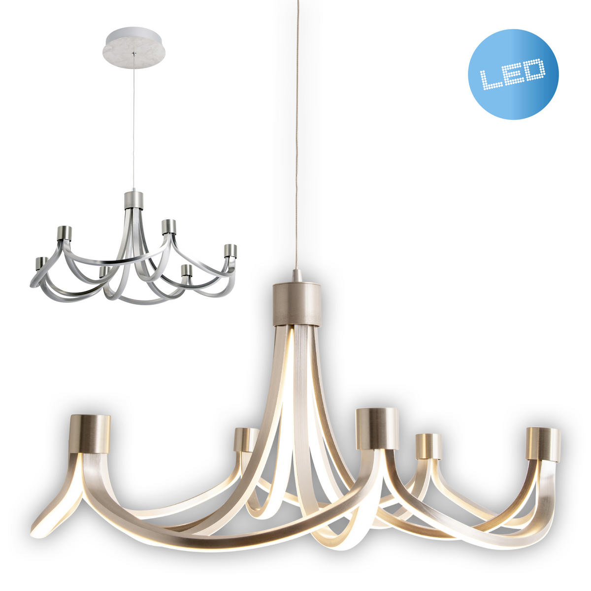 LED-HÄNGELEUCHTE 55 cm  - Silberfarben/Weiß, Design, Kunststoff/Metall (55cm) - Näve