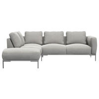 ECKSOFA Grau Webstoff, Flachgewebe  - Schwarz/Grau, Design, Textil/Metall (206/252cm) - Livetastic