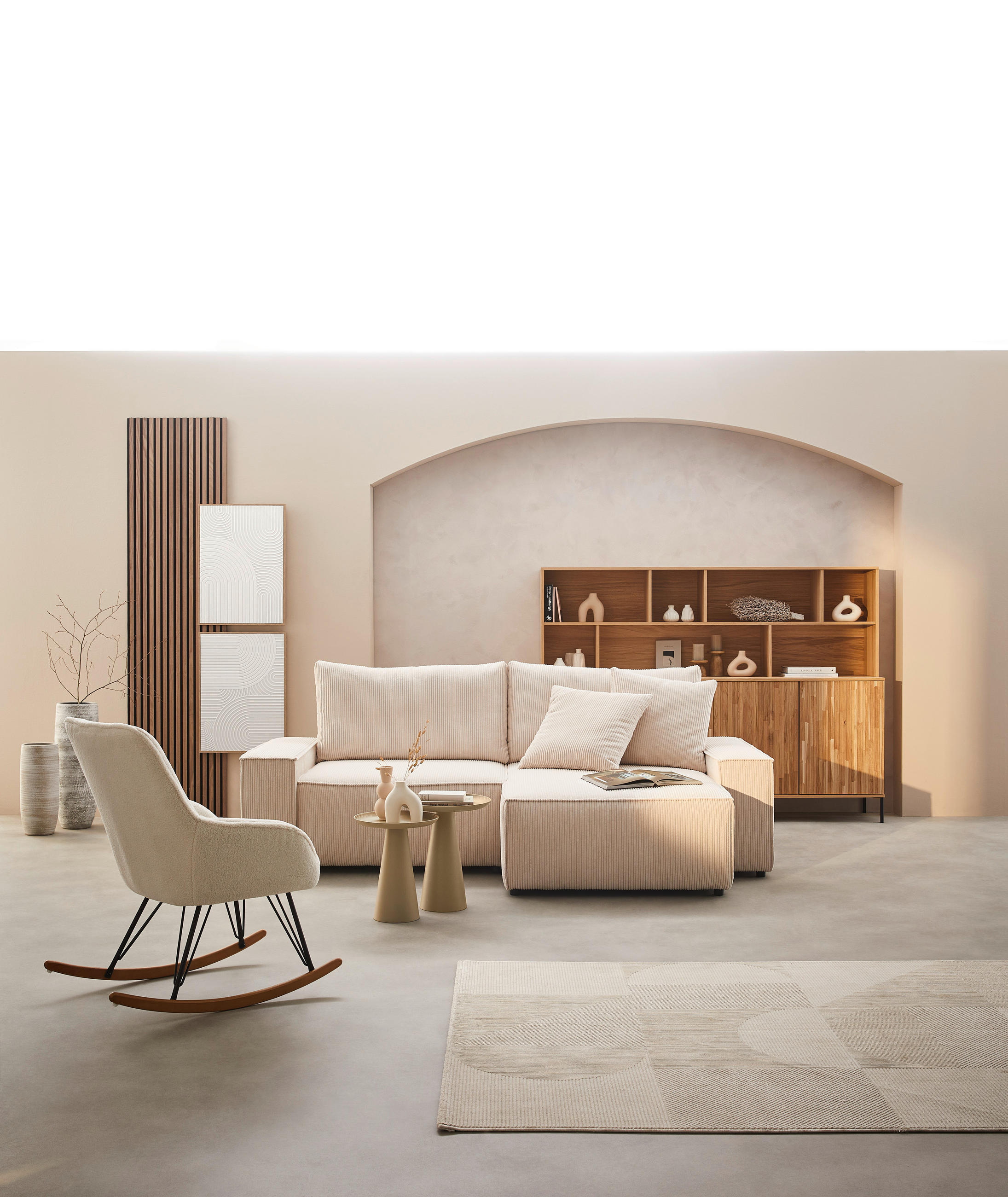 BUFFET 200/150/44 cm  in Eichefarben, Hellgrau  - Eichefarben/Hellgrau, Design, Holz/Holzwerkstoff (200/150/44cm) - Ambia Home
