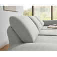 ECKSOFA  in Flachgewebe Silberfarben Armteilverstellung, Relaxfunktion, Drehsitzfunktion  255-365/175-224 cm  - Silberfarben/Schwarz, Design, Textil/Metall (255-365/175-224cm) - Dieter Knoll