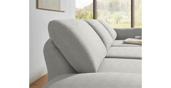 ECKSOFA  in Flachgewebe Silberfarben Armteilverstellung, Relaxfunktion, Drehsitzfunktion  255-365/175-224 cm  - Silberfarben/Schwarz, Design, Textil/Metall (255-365/175-224cm) - Dieter Knoll