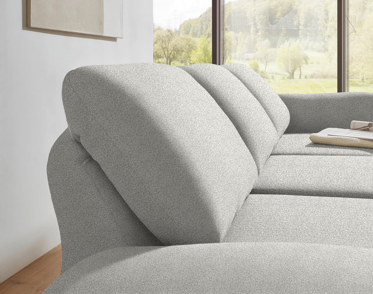 ECKSOFA  in Flachgewebe Silberfarben  255-365/175-224 cm  - Silberfarben/Schwarz, Design, Textil/Metall (255-365/175-224cm) - Dieter Knoll