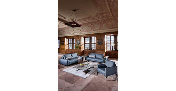 3-SITZER-SOFA in Leder Dunkelblau - Anthrazit/Dunkelblau, Design, Leder/Metall (230/70/109cm) - Johann Jakob
