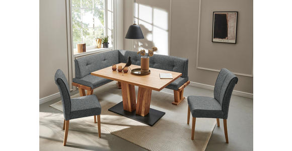 ECKBANK 225/155 cm  in Dunkelgrau  - Eichefarben/Dunkelgrau, Natur, Holz/Textil (225/155cm) - Moderano
