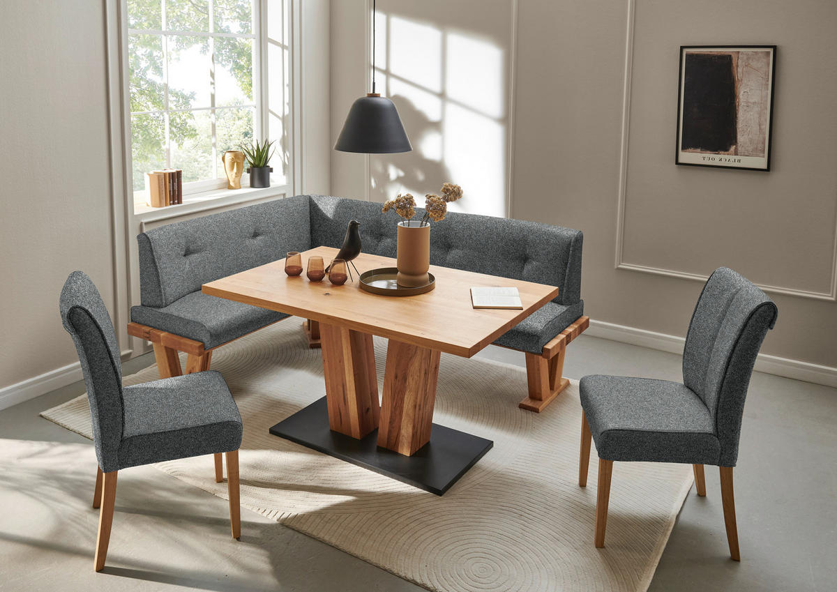 ECKBANK Holz, Textil Dunkelgrau  - Eichefarben/Dunkelgrau, Natur, Holz/Textil (225/155cm) - Moderano