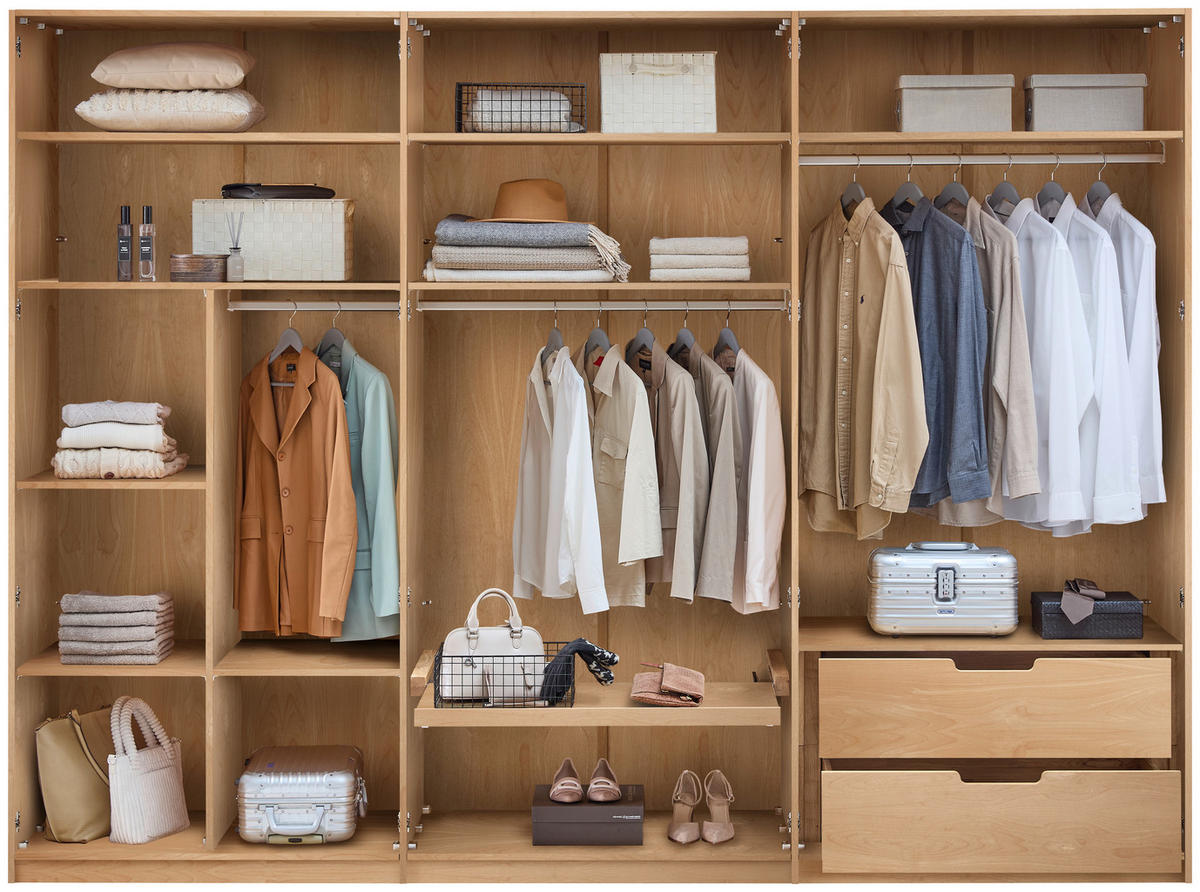 DREHTÜRENSCHRANK 302/223/62 cm,  in Buchefarben, 6-türig  - Buchefarben, MODERN, Holz (302/223/62cm) - MID.YOU