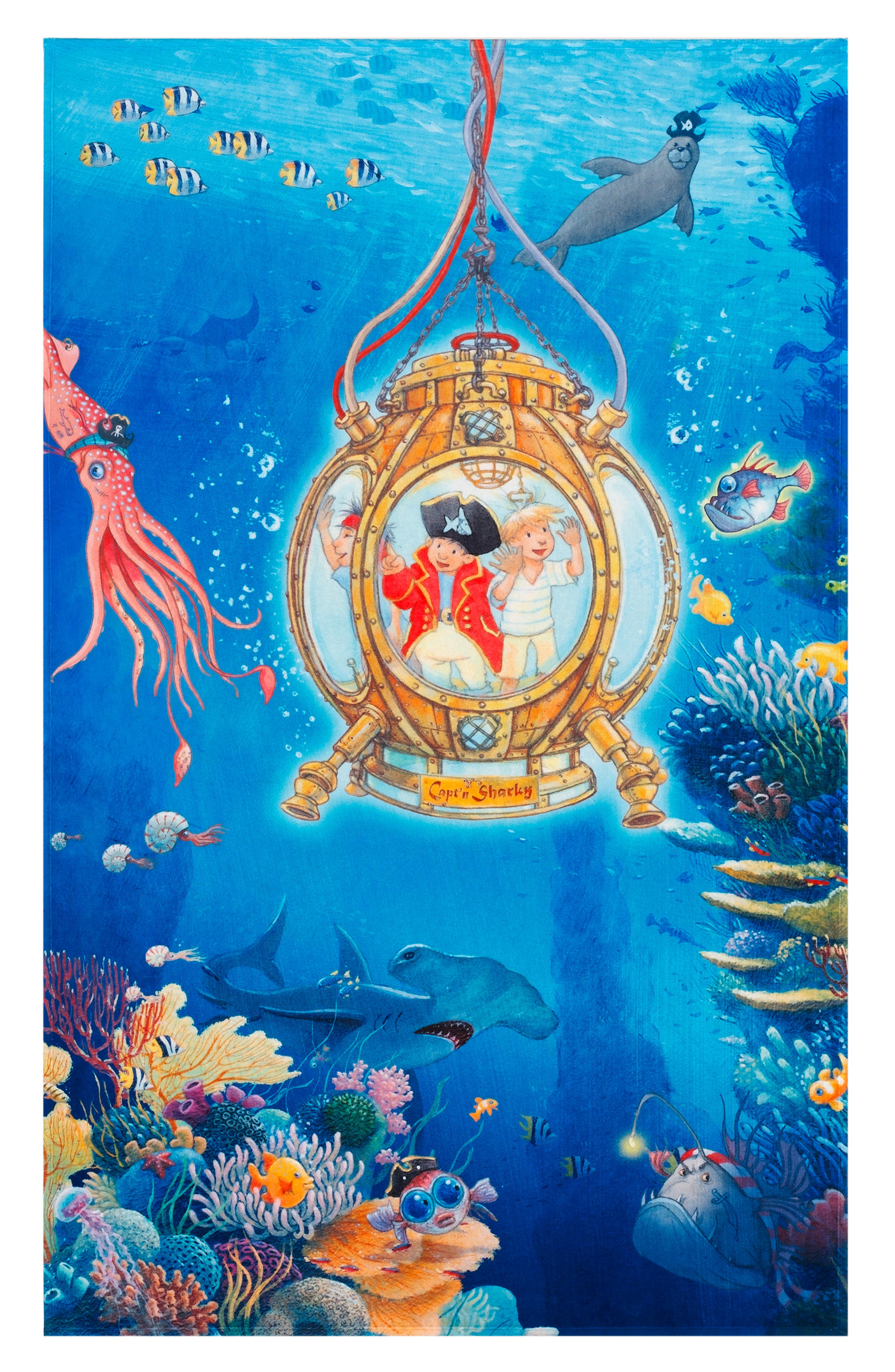 XXXLutz Kinderteppich Captn Sharky Blau, Hellblau, Dunkelblau 100x160 cm