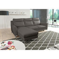 ECKSOFA Lederlook Echtleder Dunkelbraun  - Chromfarben/Dunkelbraun, Design, Leder/Textil (236/168cm) - Livetastic