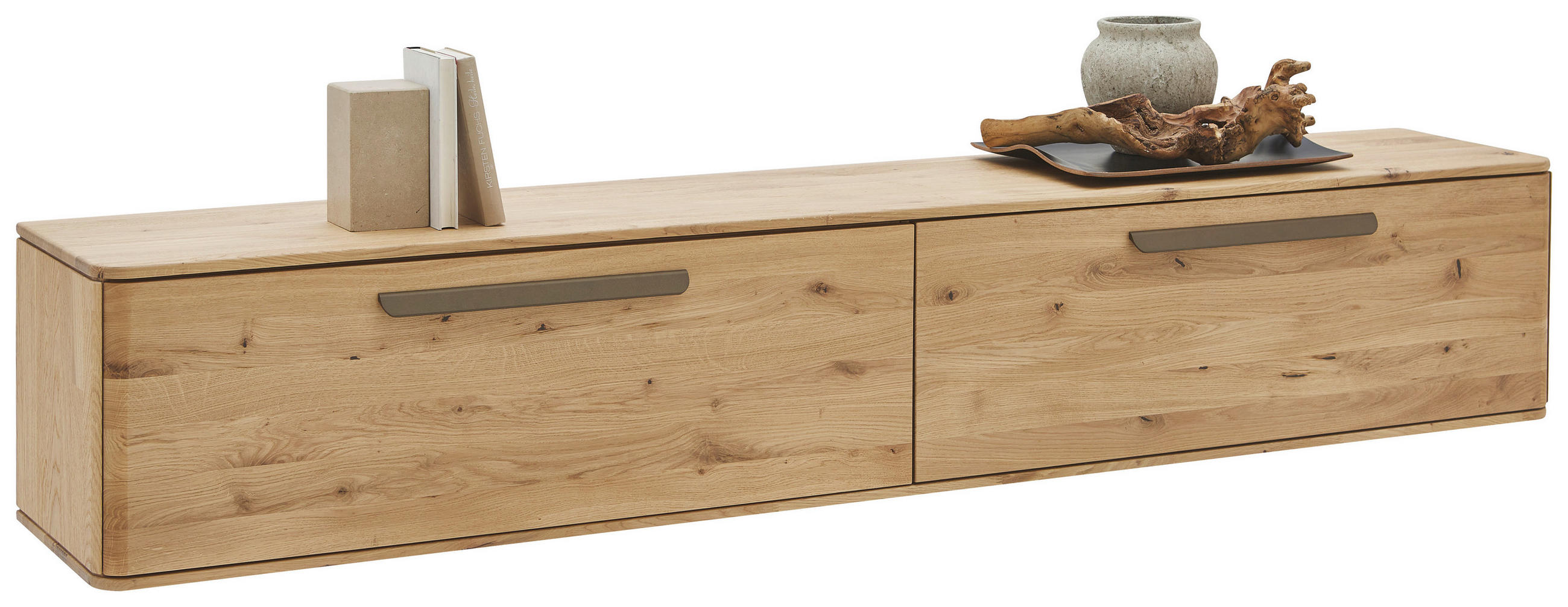 LOWBOARD  211,9/37/37,1 cm  Typenauswahl, umfangreiches Zubehör erhältlich, hängend  - Wildeiche/Bronzefarben, Natur, Holz/Metall (211,9/37/37,1cm) - Valnatura