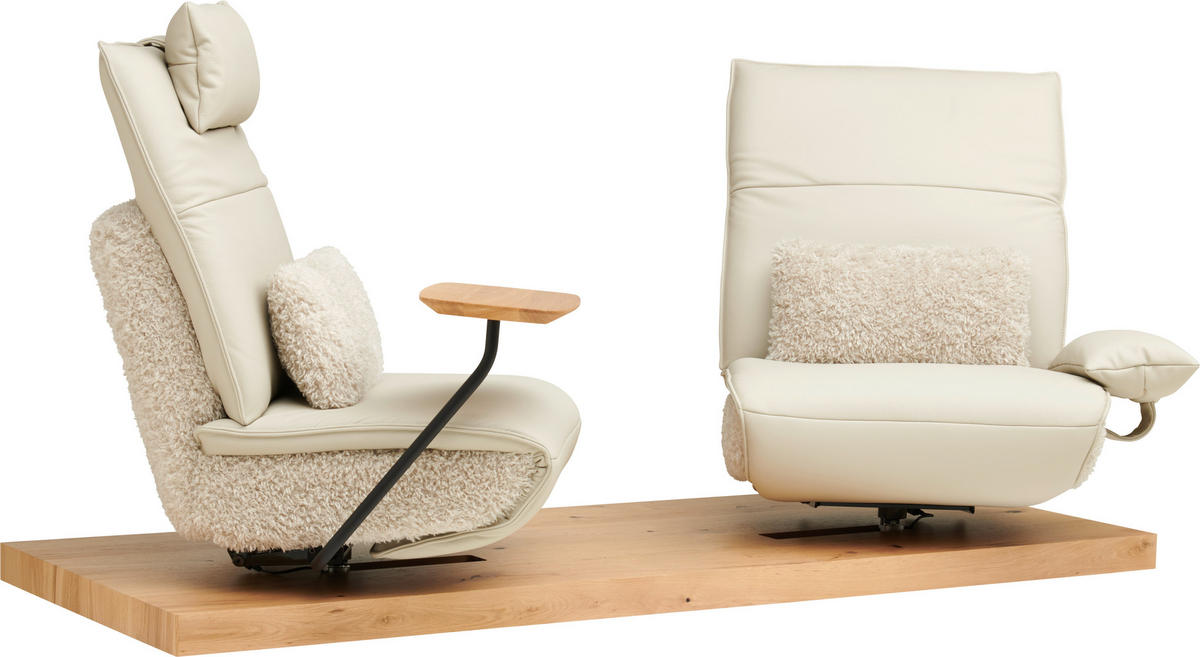 2-SITZER-SOFA in Hochflor Echtleder Creme  - Beige/Creme, Design, Leder/Holz (240/65/104cm) - Koinor