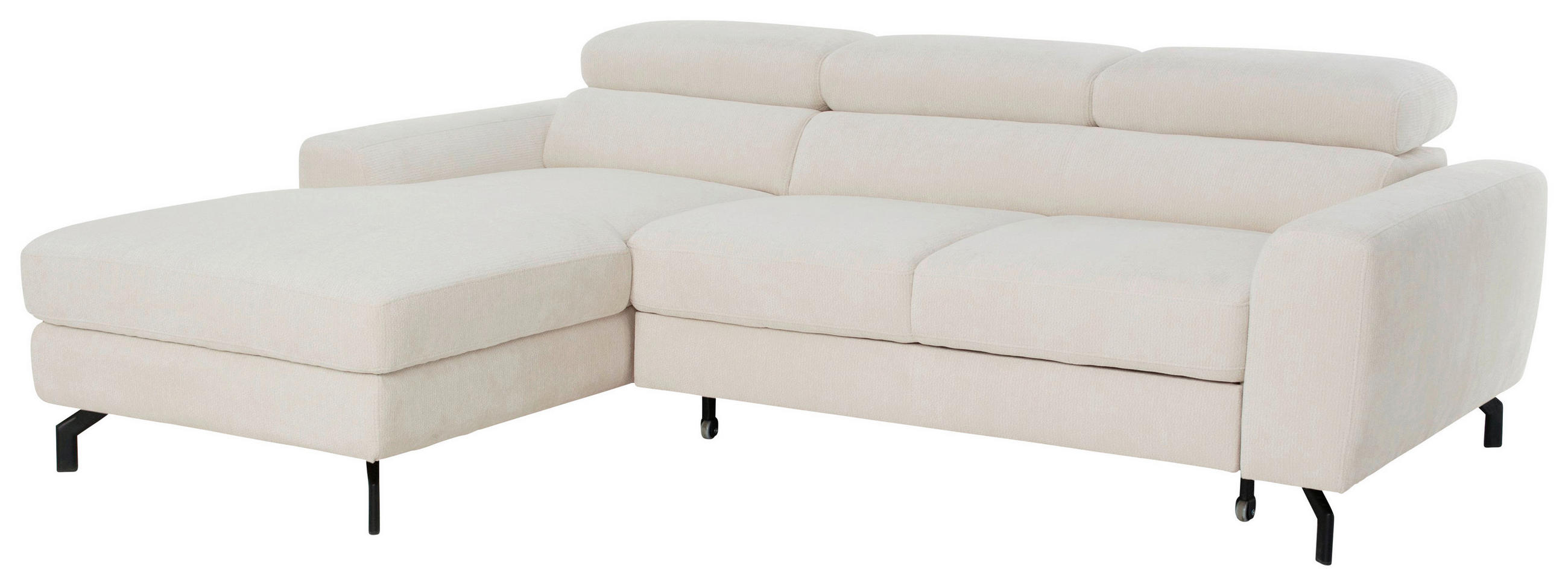 ECKSOFA LARGO in Chenille Creme  177/226 cm  - Creme/Schwarz, Design, Textil/Metall (177/226cm) - Livetastic