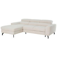 ECKSOFA LARGO in Chenille Creme  177/226 cm  - Creme/Schwarz, Design, Textil/Metall (177/226cm) - Livetastic
