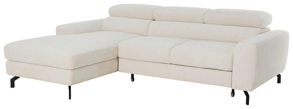 ECKSOFA LARGO in Chenille Creme  177/226 cm  - Creme/Schwarz, Design, Textil/Metall (177/226cm) - Livetastic