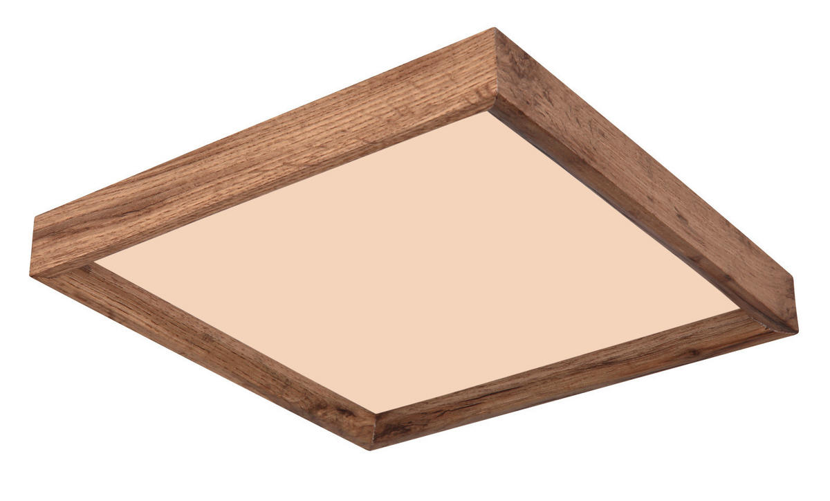 STROPNÍ LED SVÍTIDLO, 30/30/7.5 cm - bílá/tmavě hnědá, Design, kov/kompozitní dřevo (30/30/7.5cm)