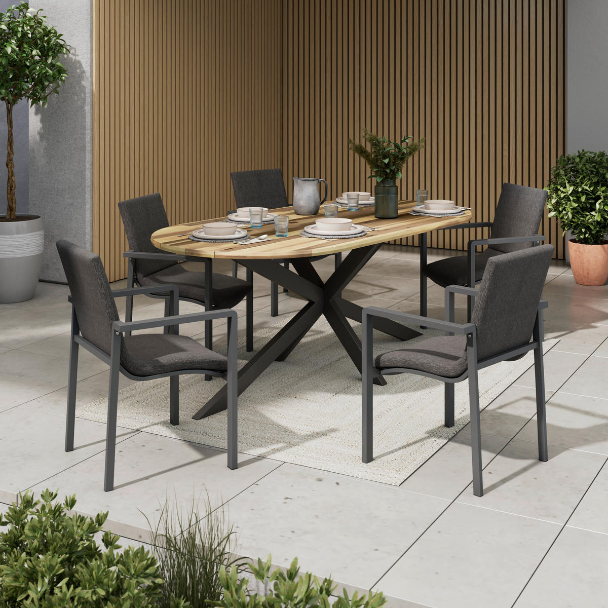 GARTENSTUHL Aluminium Grau  - Grau, MODERN, Textil/Metall (58/85/59cm) - Ambia Garden