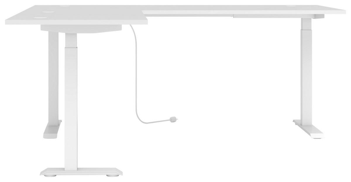 ECKSCHREIBTISCH 185/177/72-120 cm Weiß höhenverstellbar, Kabeldurchlass, seitenverkehrt montierbar, Memoryschalter  - Weiß, KONVENTIONELL, Holzwerkstoff/Metall (185/177/72-120cm) - Voleo