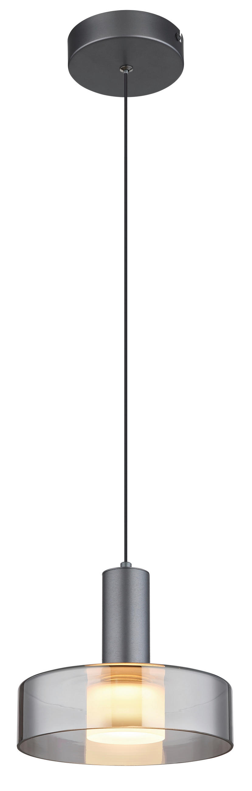 LED-HÄNGELEUCHTE 22/150 cm  - Schwarz/Grau, Design, Glas/Kunststoff (22/150cm) - Globo