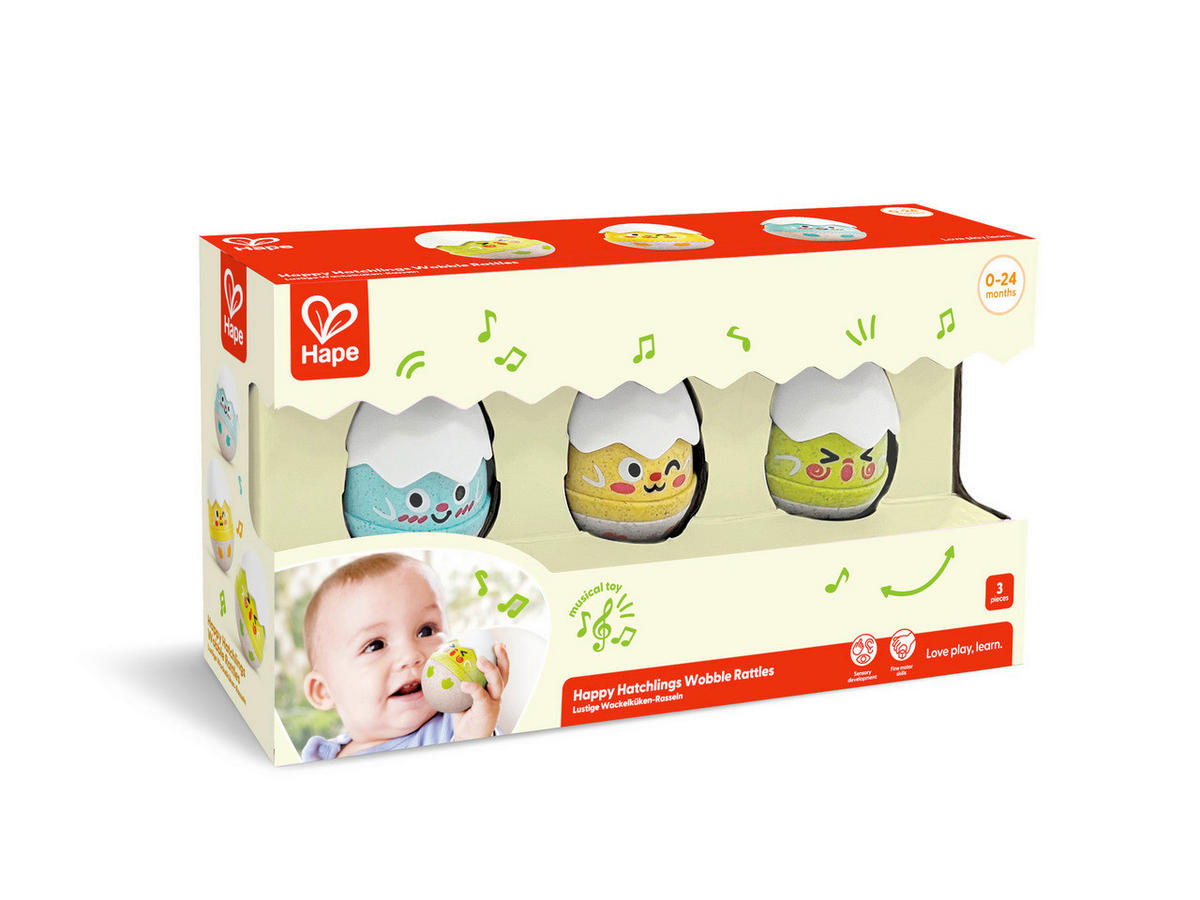 RASSEL Hape Baby Spielzeug  - Multicolor, Basics, Holzwerkstoff/Kunststoff (5,3/6,5/5,3cm) - Hape