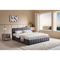POLSTERBETT 140/200 cm, inkl. gepolstertes Kopfteil, Lattenrost, Bettkasten,  in Grau  - Schwarz/Naturfarben, Design, Holz/Kunststoff (140/200cm) - Boxxx