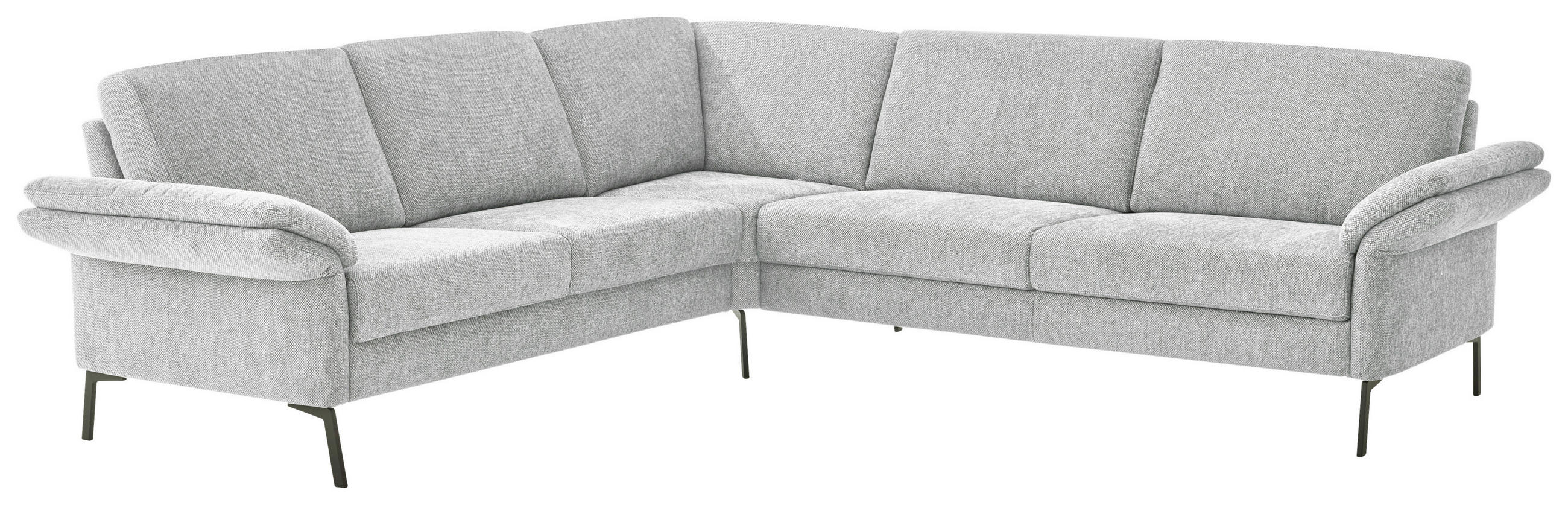 ECKSOFA Platinfarben Flachgewebe  - Platinfarben/Schwarz, KONVENTIONELL, Textil/Metall (253/273cm) - Pure Home Comfort