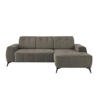 ECKSOFA Graubraun Chenille  - Graubraun/Schwarz, MODERN, Textil/Metall (258/180cm) - Livetastic