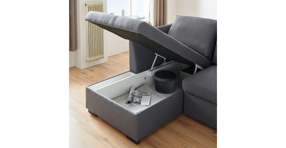 ECKSOFA inkl.Funktionen Grau Webstoff  - Schwarz/Grau, Design, Kunststoff/Textil (238/158cm) - Xora