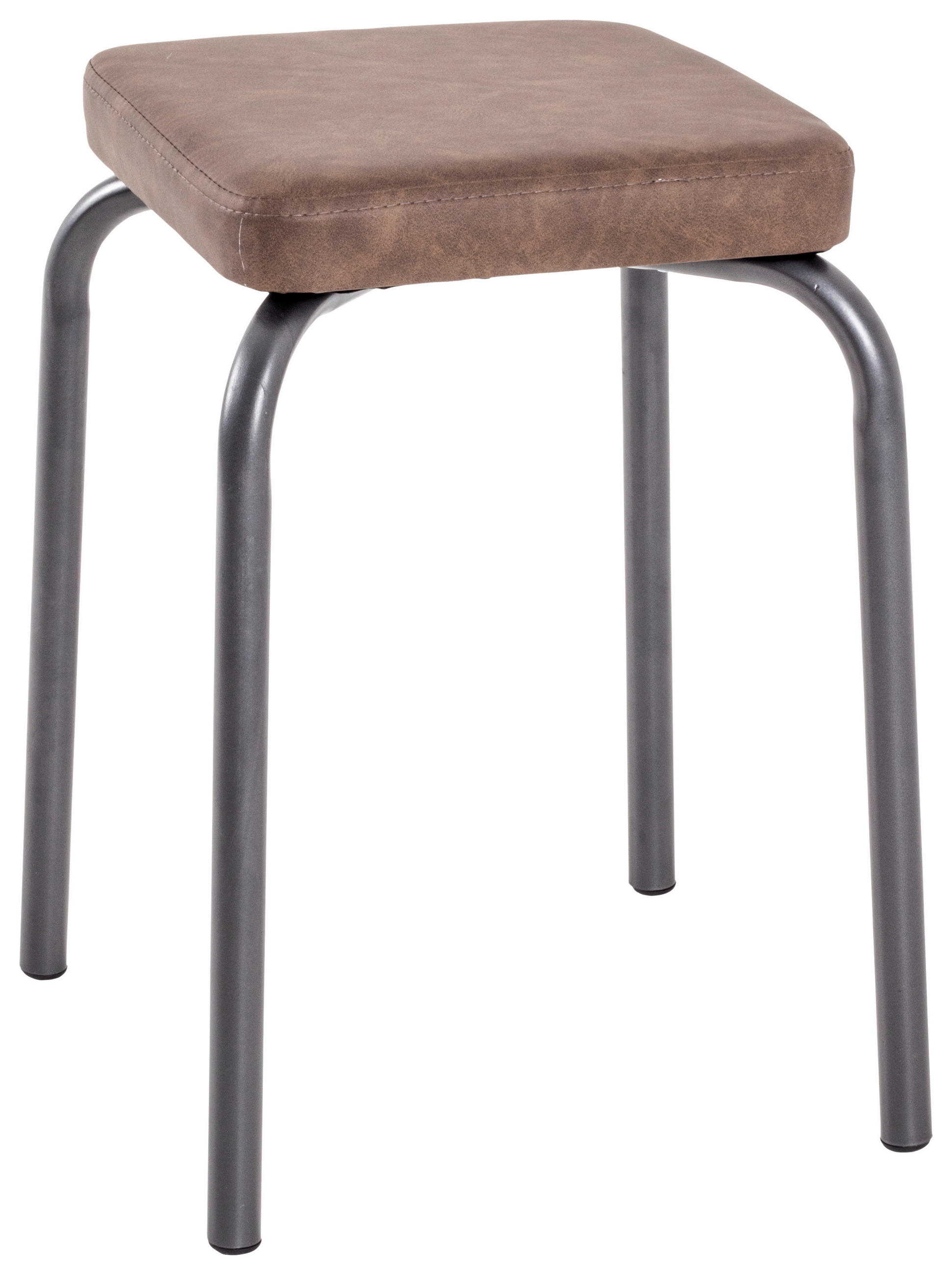 STAPELHOCKER in Metall, Textil Anthrazit, Braun  - Anthrazit/Braun, KONVENTIONELL, Textil/Metall (36/49/36cm)