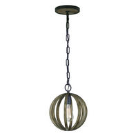 VISEČA SVETILKA  Allier      25.4/47 cm      E27 - barve hrasta, Konvencionalno, kovina/les (25.4/47cm) - Elstead Lighting