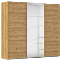 SCHWEBETÜRENSCHRANK 242/223/68 cm 3-türig Eichefarben  - Eichefarben, Design, Glas/Holzwerkstoff (242/223/68cm) - Novel