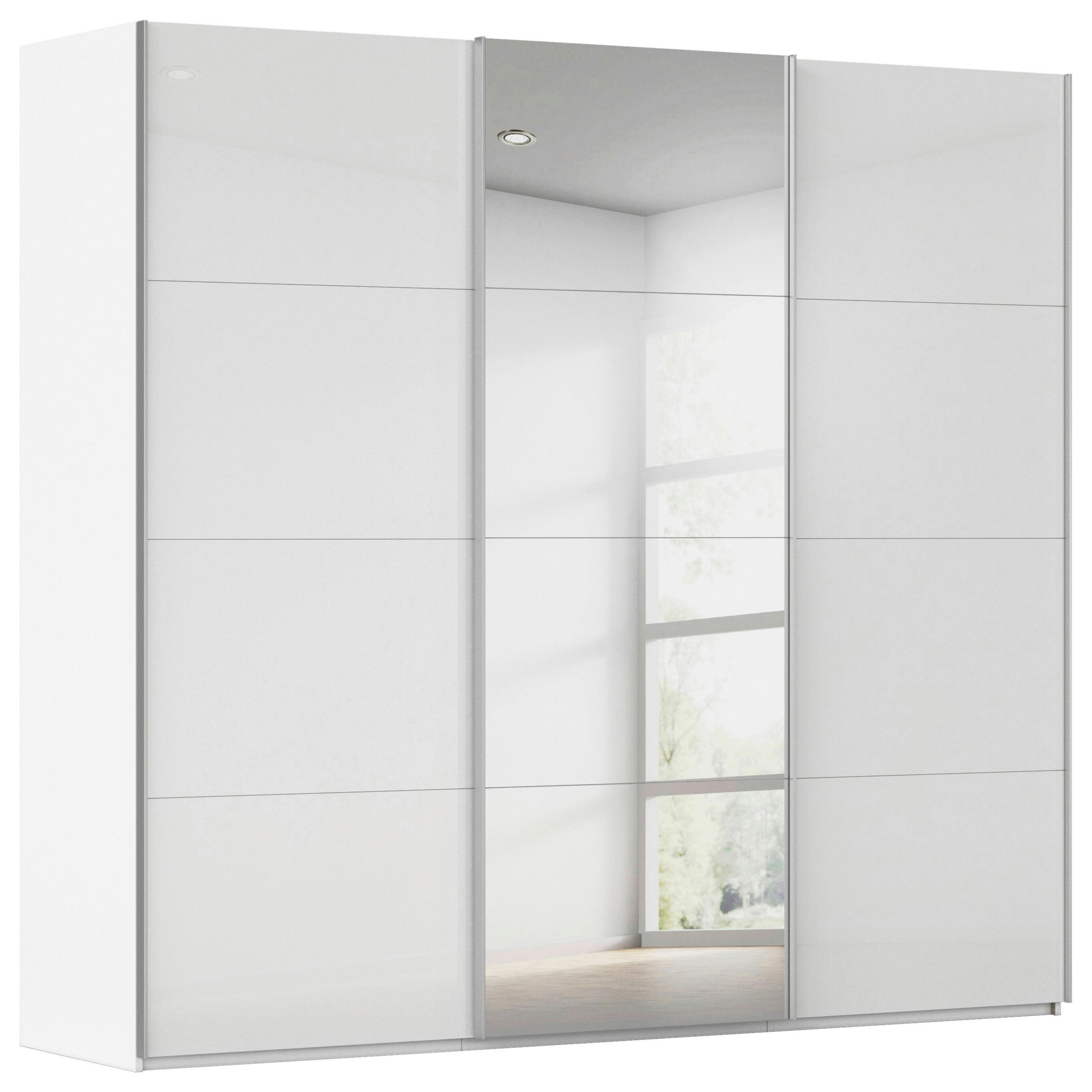 SCHWEBETÜRENSCHRANK 242/236/68 cm 3-türig Weiß  - Alufarben/Weiß, Basics, Glas/Holzwerkstoff (242/236/68cm) - Novel