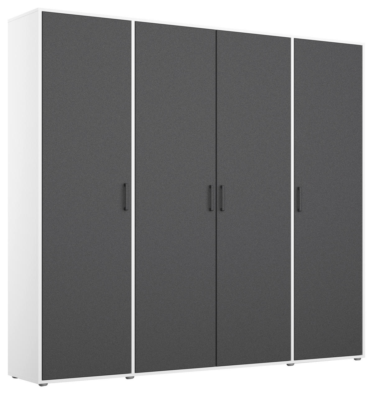 DREHTÜRENSCHRANK in Weiss, Grau  - Weiss/Grau, Modern, Holzwerkstoff/Kunststoff (187/194/53cm) - Rauch Möbel