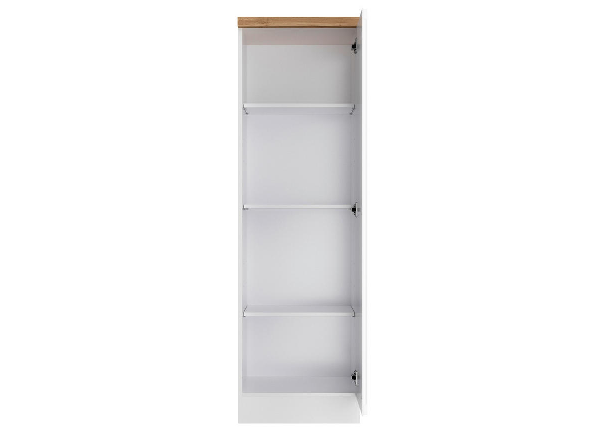 SKÅP MED UTDRAGSFUNKTION 50/166/60 cm  i vit, ek Wotan, vit högglans  - vit/ek Wotan, Lifestyle, trämaterial (50/166/60cm) - Held