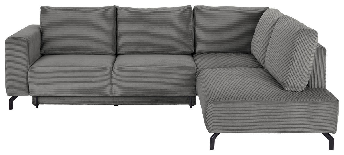 ECKSOFA Grau Cord  - Schwarz/Grau, MODERN, Textil (272/210cm) - P & B