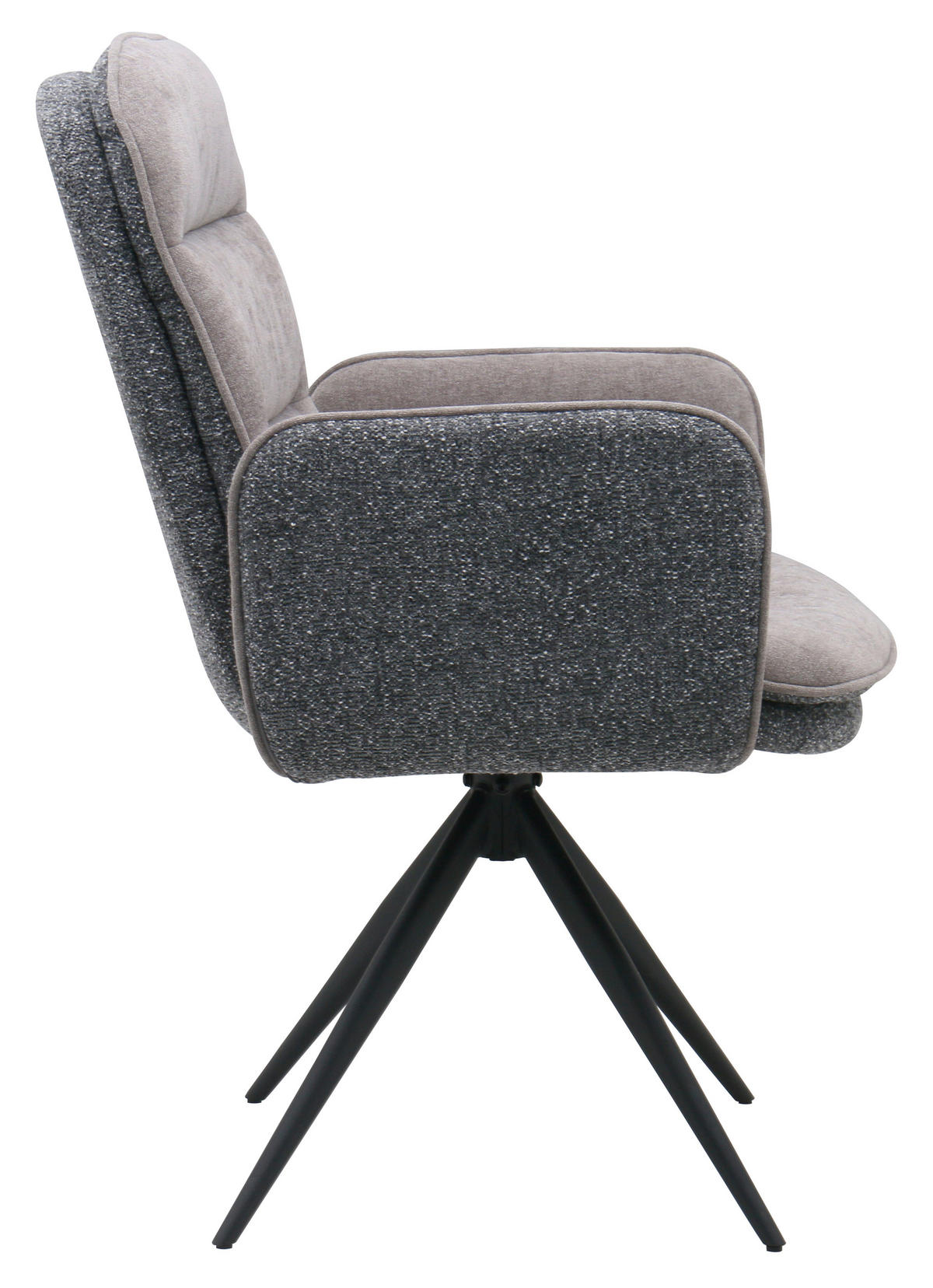 ARMLEHNSTUHL  Sitzfläche 360° drehbar Webstoff  Grau, Schwarz, Dunkelgrau  - Dunkelgrau/Schwarz, MODERN, Textil/Metall (62.5/99/71cm) - Livetastic