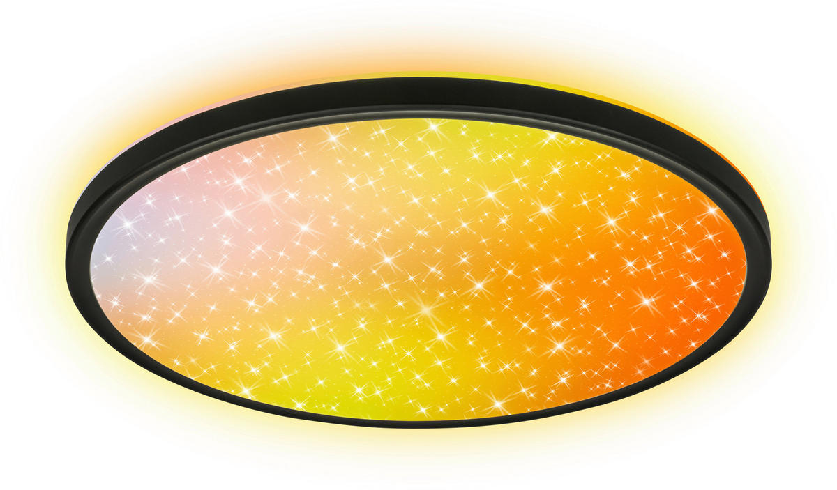 LED-DECKENLEUCHTE Aura Glow 37,5/4,5 cm   - Schwarz, KONVENTIONELL, Kunststoff (37,5/4,5cm) - Briloner