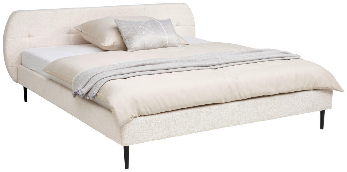 ČALÚNENÁ POSTEĽ, 180/200 cm, prírodná farba - čierna/prírodná farba, Modern, kov/drevo (180/200cm) - Livetastic