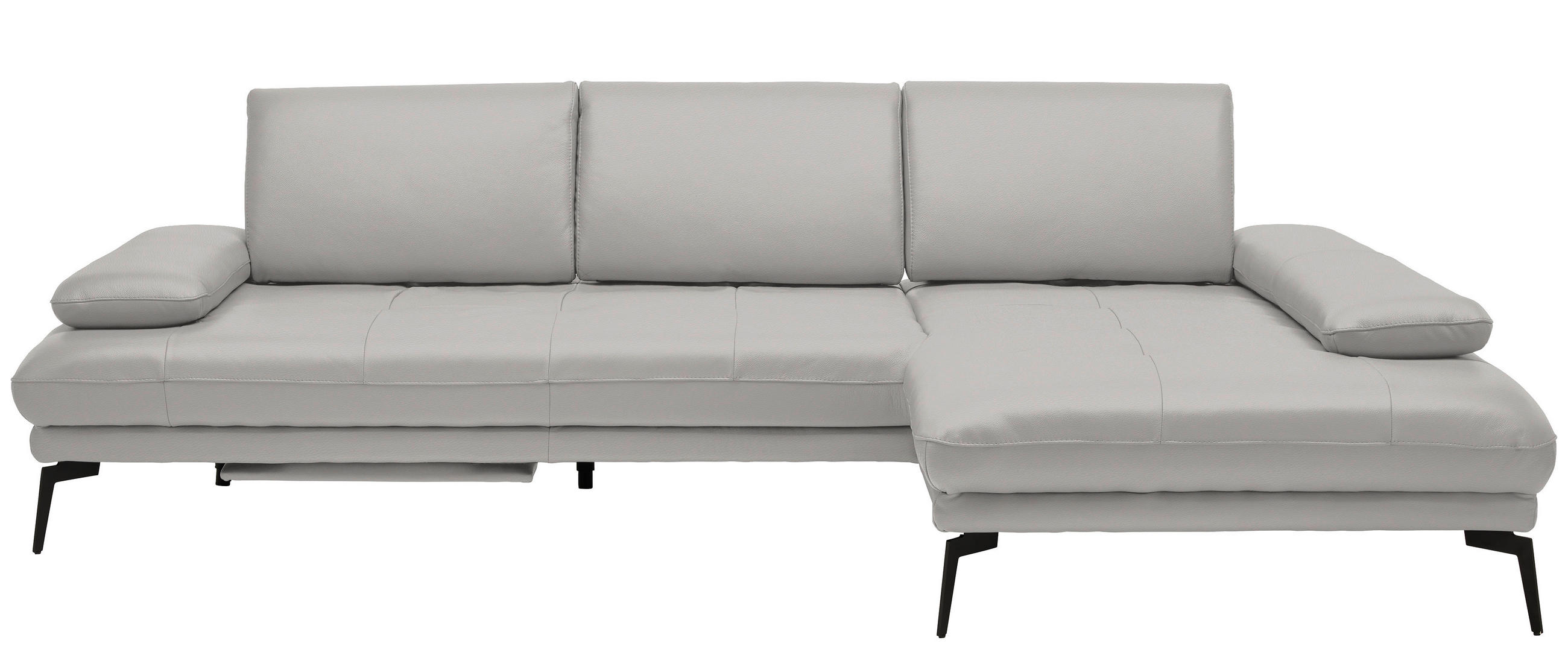 ECKSOFA Echtleder Greige  - Greige/Schwarz, Design, Leder/Metall (273/187cm) - Celina Home