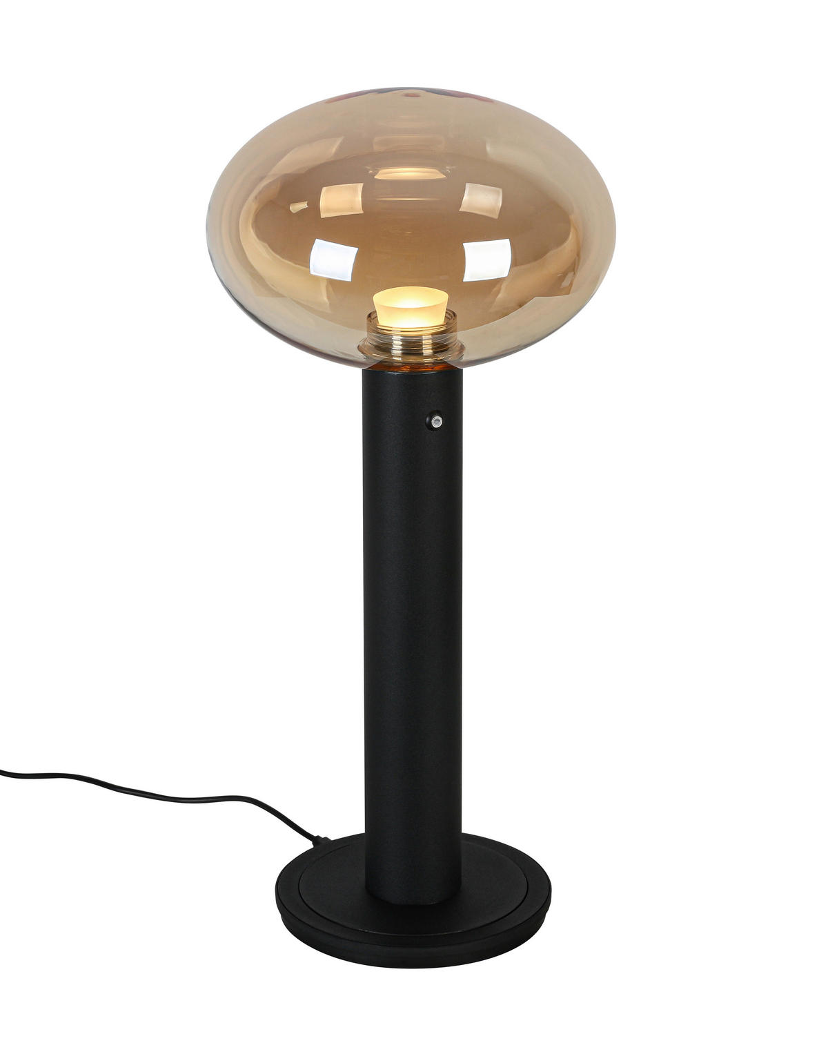 AKKU-TISCHLEUCHTE 20/42 cm  - Bernsteinfarben/Schwarz, Design, Glas/Kunststoff (20/42cm) - Dieter Knoll