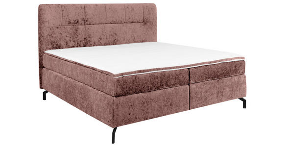 BOXSPRINGBETT 180/200 cm,  in Weinrot, Topper, H2 + H2 = mittel  - Weinrot/Schwarz, Design, Textil/Metall (180/200cm) - Esposa