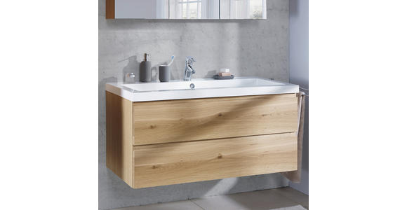 BADEZIMMER  in 105 cm  - Eichefarben, Design, Glas/Holz (105cm) - Novel