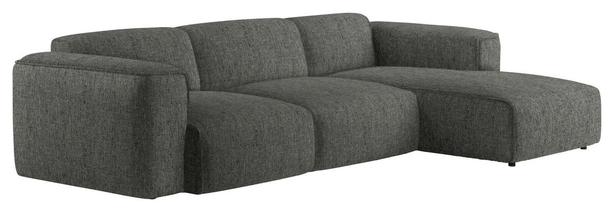 ECKSOFA Dunkelgrün Webstoff Rücken echt  - Dunkelgrün/Schwarz, Design, Kunststoff/Textil (290/171cm) - home24