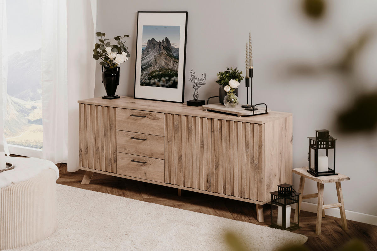 SIDEBOARD  in 175/67,8/40 cm  - Eichefarben, LIFESTYLE, Holzwerkstoff/Metall (175/67,8/40cm) - MID.YOU