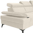 ECKSOFA Greige Flachgewebe Rücken echt, Kopfteilverstellung, Sitzvorzug  - Greige/Schwarz, MODERN, Textil/Metall (258/210cm) - Landscape
