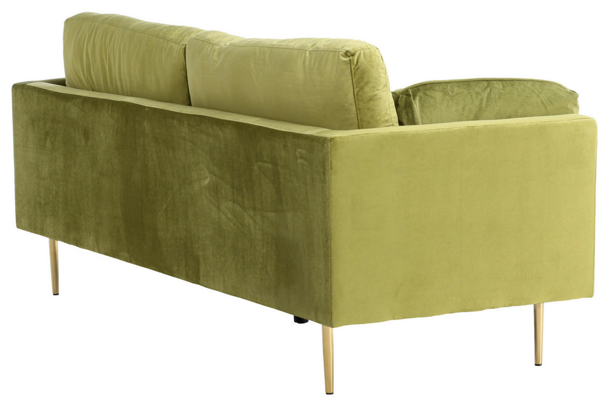 2-SITS SOFFA i metall, textil grön, guldfärgad  - grön/guldfärgad, Design, metall/textil (203/84/90cm) - Livetastic