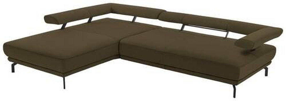 ECKSOFA in Echtleder Grün  224/305 cm  - Schwarz/Grün, Design, Leder/Metall (224/305cm) - Dieter Knoll