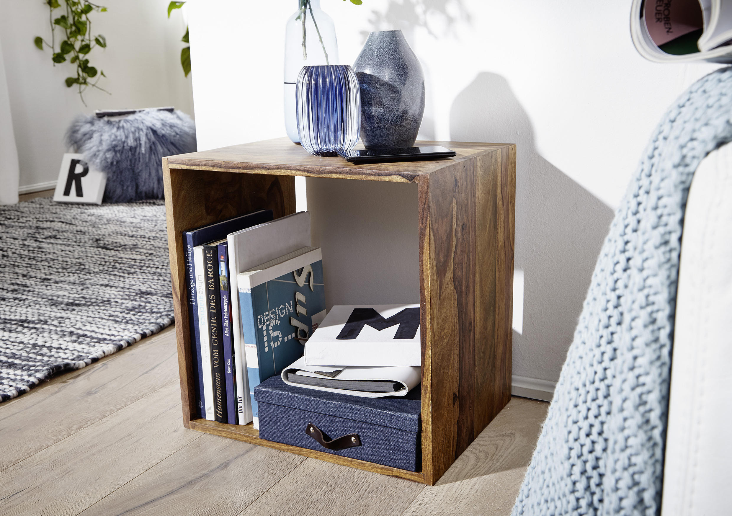 REGAL Sheesham massiv Sheeshamfarben  - Sheeshamfarben, MODERN, Holz (43,5/43,5/33cm) - MID.YOU