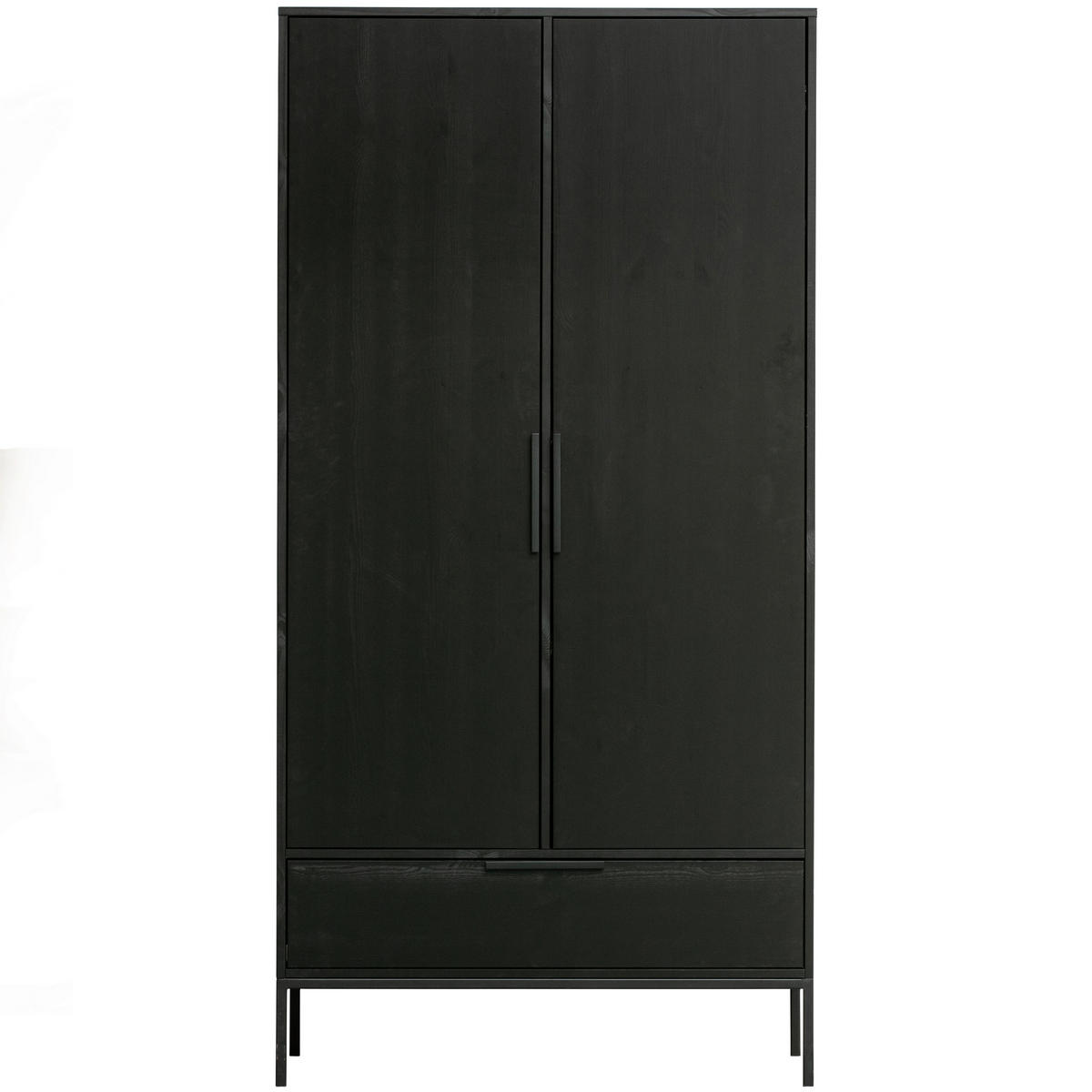 DREHTÜRENSCHRANK  in Schwarz  - Schwarz, Basics, Holz/Metall (100/200/53cm) - MID.YOU